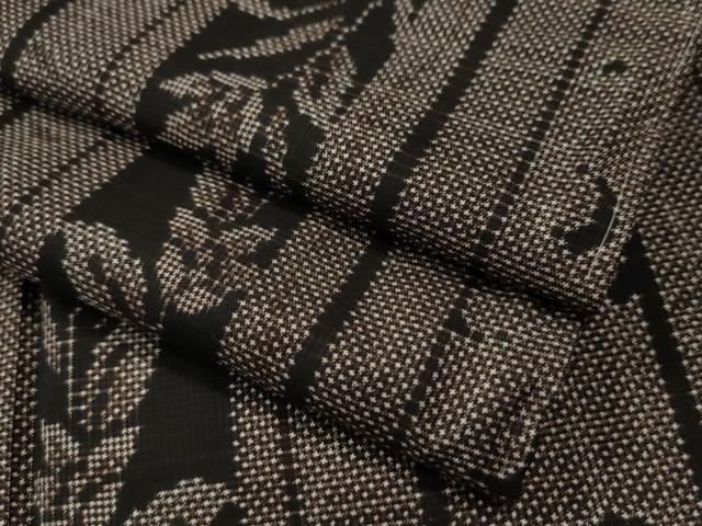 平和屋着物●本場大島紬　7マルキ　花唐草間道　正絹　逸品　未使用　CAAS7184yc