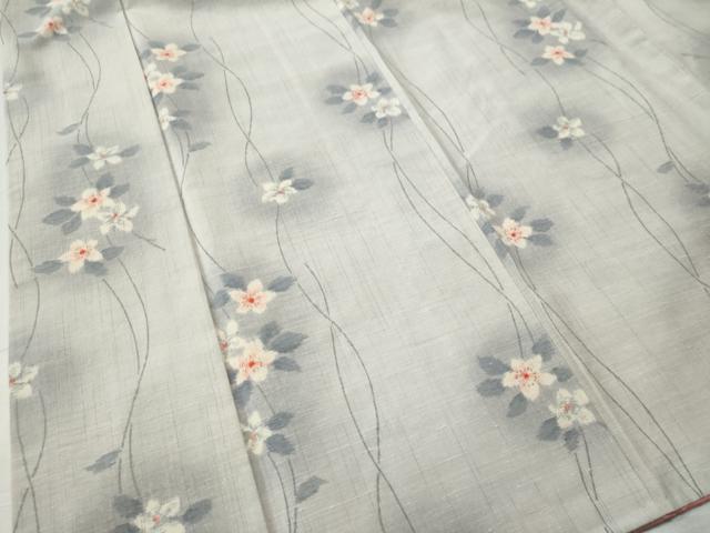 平和屋着物●小千谷紬　枝花文　正絹　逸品　CAAS7189yc 平和屋着物○小千谷紬 枝花文 正絹 逸品 CAAS7189yc