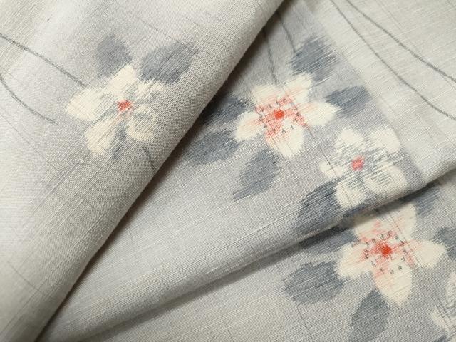 平和屋着物●小千谷紬　枝花文　正絹　逸品　CAAS7189yc