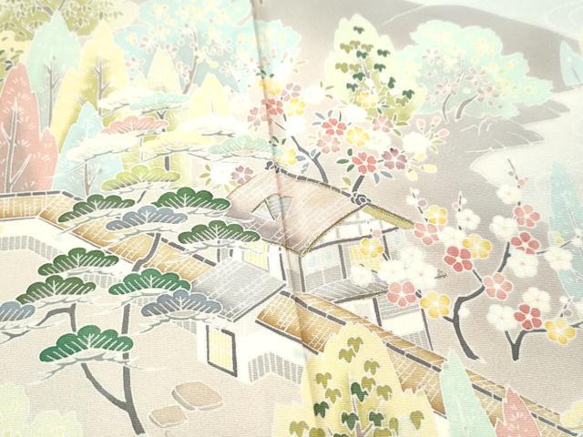 平和屋着物○訪問着 友禅 樹林風景文 暈し染め 正絹 逸品 CAAS7200yc