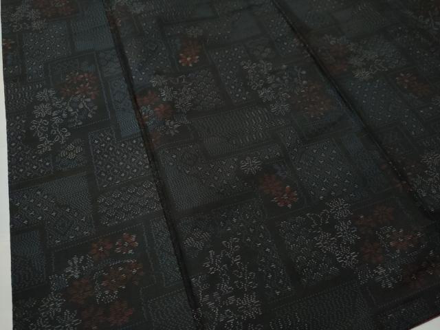 平和屋着物○本場大島紬 色紙吉祥花文 正絹 逸品 CAAS7203yc