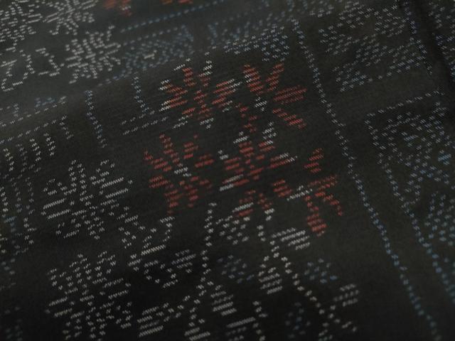 平和屋着物○本場大島紬 色紙吉祥花文 正絹 逸品 CAAS7203yc