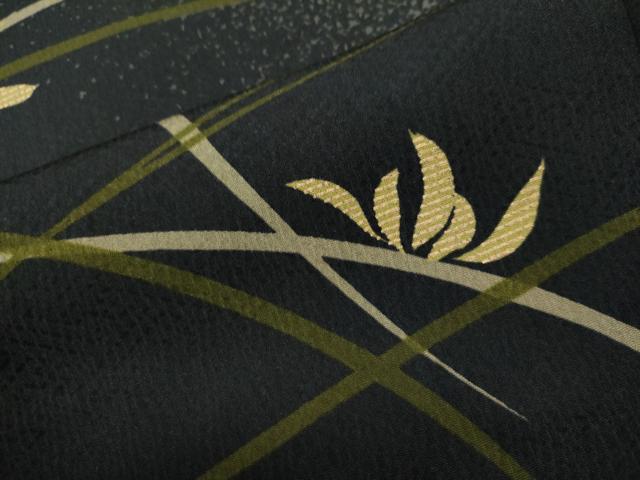 平和屋着物○訪問着 草花文 暈し染め 黒地 金彩 正絹 逸品 CAAS7225yc