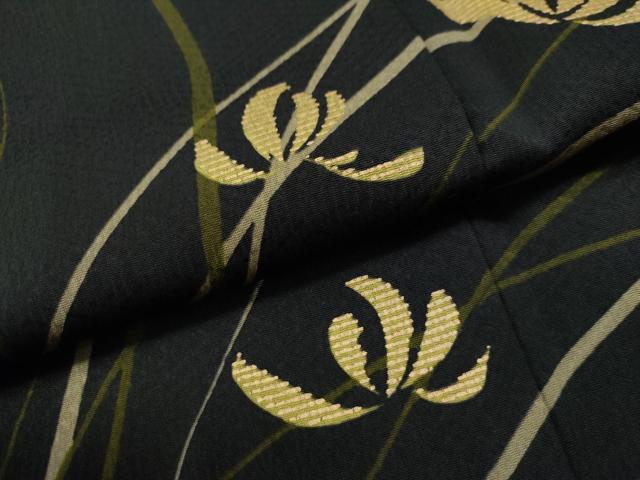 平和屋着物●訪問着　草花文　暈し染め　黒地　金彩　正絹　逸品　CAAS7225yc 平和屋着物○訪問着 草花文 暈し染め 黒地 金彩 正絹 逸品 CAAS7225yc