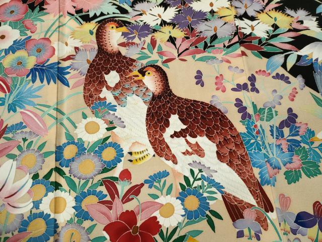 平和屋着物○本加賀友禅作家 直江良三 黒留袖 花鳥文 正絹 逸品