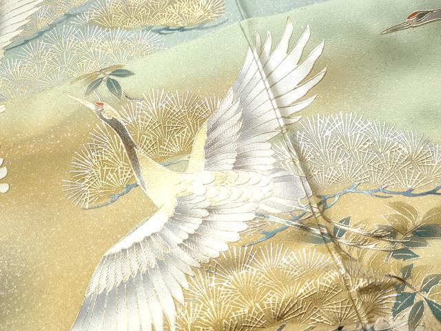 平和屋着物○豪華振袖 浜松飛鶴枝花文 暈し染め 金銀彩