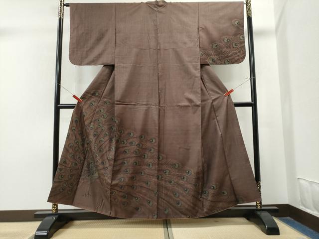 平和屋着物●本場大島紬　訪問着　9マルキ　孔雀　正絹　逸品　CAAS7273yc