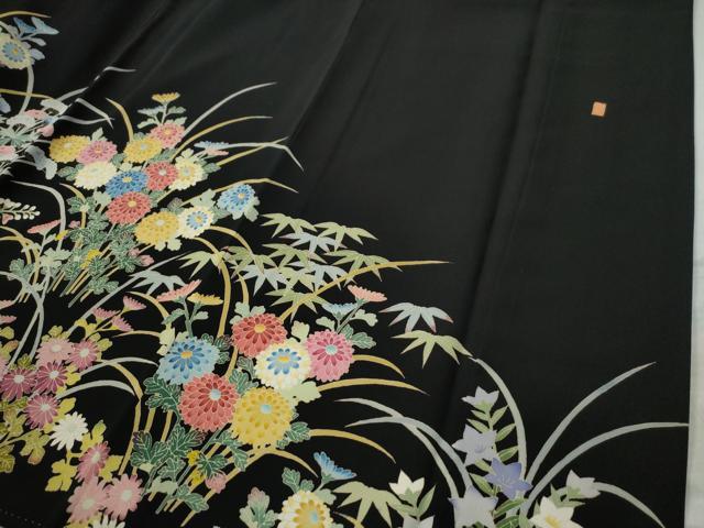 平和屋着物○本加賀友禅作家 毎田仁郎 黒留袖 花鳥文 正絹