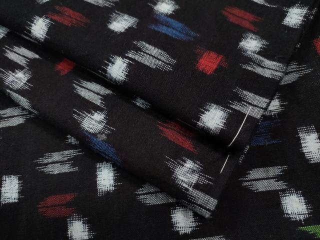 平和屋着物▽久留米絣　単衣　吉祥文　黒地　綿　逸品　CAAS7340yc