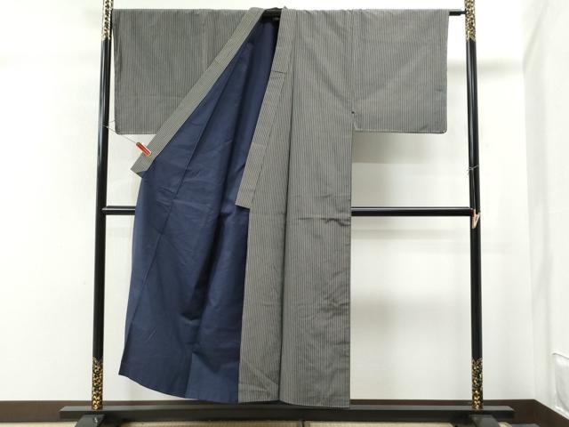 平和屋着物●男性　紬　間道　黒地　正絹　逸品　CAAS7344yc 平和屋着物○男性 紬 間道 黒地 正絹 逸品 CAAS7344yc