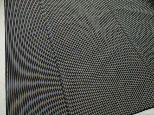 平和屋着物●男性　紬　間道　黒地　正絹　逸品　CAAS7344yc 平和屋着物○男性 紬 間道 黒地 正絹 逸品 CAAS7344yc