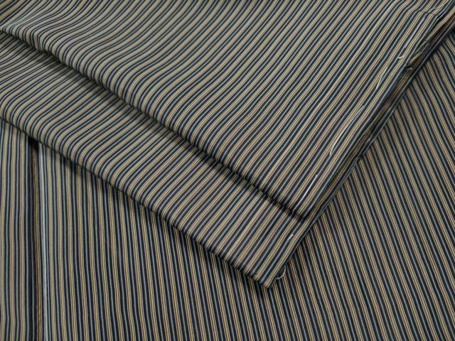 平和屋着物●男性　紬　間道　黒地　正絹　逸品　CAAS7344yc