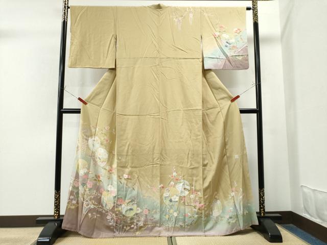 平和屋着物●訪問着　流水草花丸文　暈し染め　金彩　正絹　逸品　CAAS7380yc