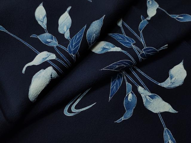 平和屋着物○上質な小紋 カラー 紺地 正絹 逸品 CAAS7386yc