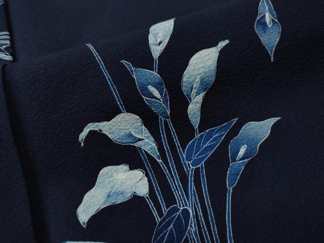 平和屋着物○上質な小紋 カラー 紺地 正絹 逸品 CAAS7386yc
