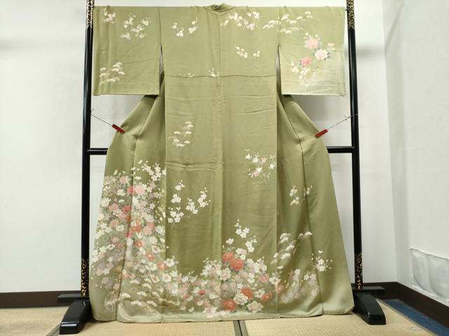 平和屋着物●訪問着　雪輪草花文　暈し染め　金彩　正絹　逸品　CAAS7391yc