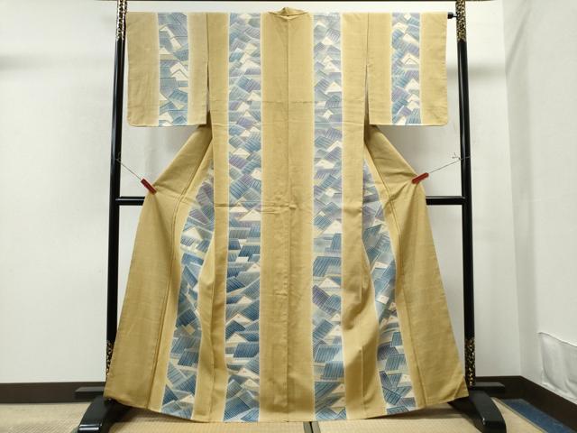 平和屋着物○上質な小紋 吉祥間道 お召縮緬 正絹 逸品 未使用