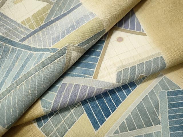 平和屋着物●上質な小紋　吉祥間道　お召縮緬　正絹　逸品　未使用　CAAS7413yc