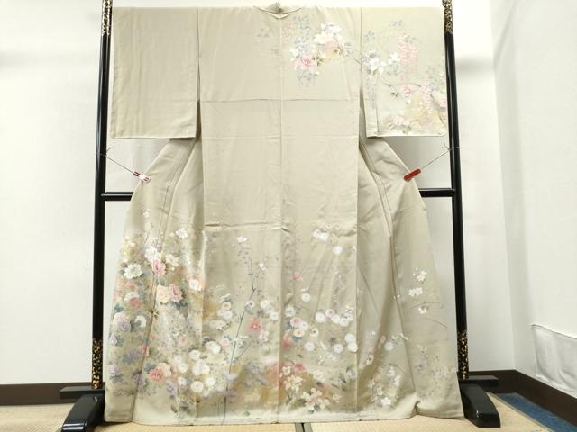 平和屋着物●訪問着　枝花文　暈し染め　金銀彩　正絹　逸品　CAAS7414yc