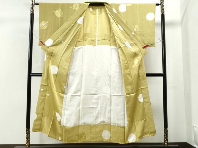 美品 正絹 袷 着物“万能な白に紗綾形×菊と蘭の舞！”長襦袢 U-74 美品 正絹 袷 着物“万能な白に紗綾形×菊と蘭の