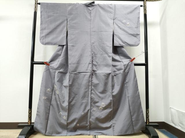 平和屋着物●訪問着　本場染大島紬　流水草花文　正絹　逸品　CAAO2380hy 平和屋着物○訪問着 本場染大島紬 流水草花文 正絹 逸品 CAAO2380hy