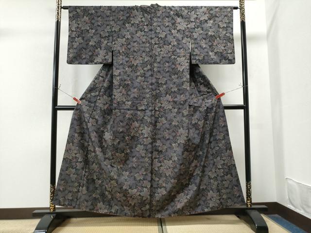 平和屋着物○本場大島紬 9マルキ 枝花文 正絹 逸品 CAAU3100yc