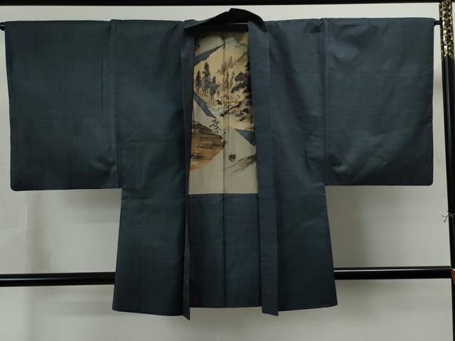 平和屋着物○男性 角帯 海松茶色 正絹 逸品 DAAT0253ob