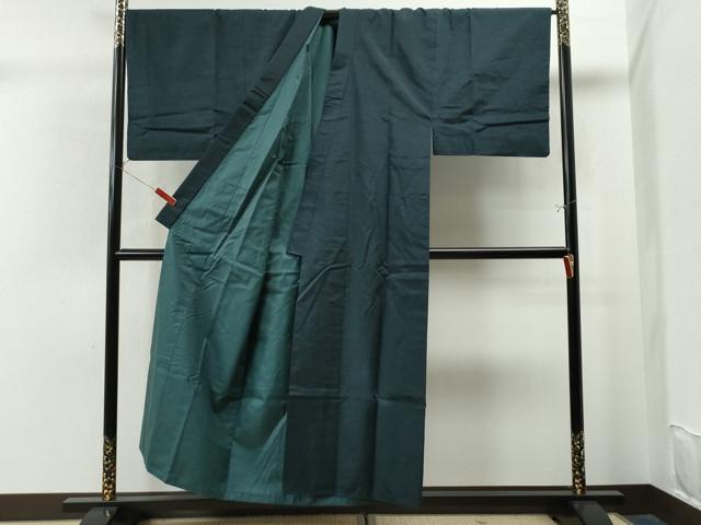 平和屋着物○男性 髭紬 アンサンブル キングサイズ 長羽織 色無地 濃藍