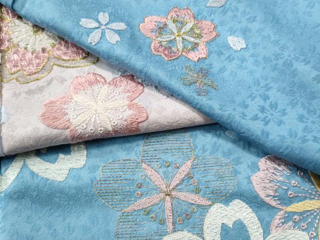 平和屋着物●訪問着　総刺繍　駒刺繍　舞桜文　暈し染め　金糸　正絹　逸品　CAAS7475yc