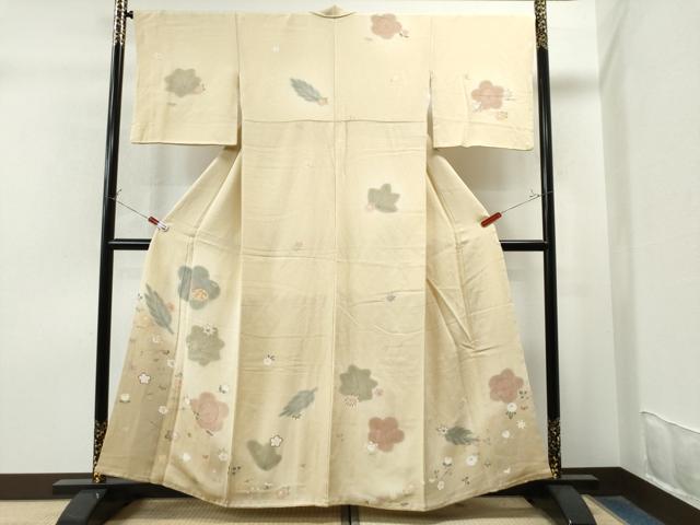 平和屋着物●訪問着　駒刺繍　吹き寄せ舞花文　暈し染め　鬼しぼ縮緬　正絹　逸品　CAAS7478yc