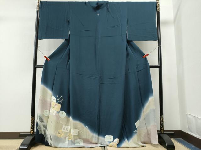 平和屋着物●豪華色留袖　作家物　立波短冊草花文　暈し染め　鬼しぼ縮緬　正絹　逸品　CAAS7499yc