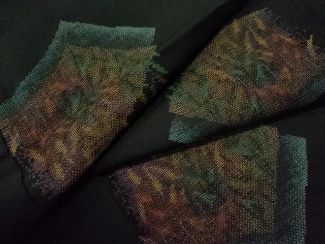 平和屋着物●本場大島紬　9マルキ　地空き　地紙重ね草木文　正絹　逸品　CAAS7505yc