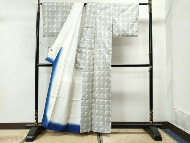 平和屋着物○本場大島紬 白大島 7マルキ 吉祥文 正絹 逸品 未使用