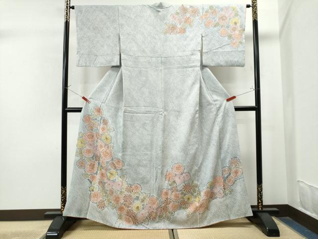 平和屋着物●訪問着　総絞り　舞花文　正絹　逸品　CAAS7515yc