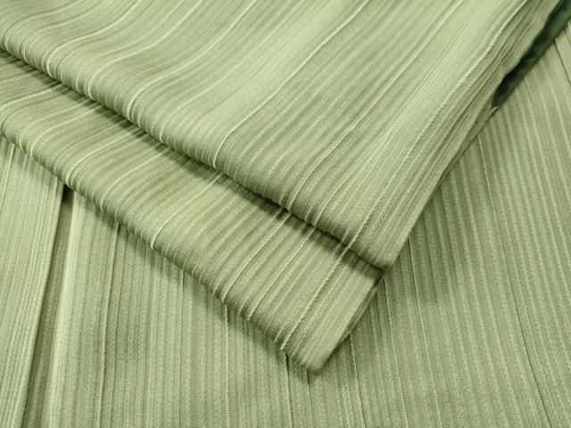 平和屋着物●上質な色無地　縞地紋　青丹色　正絹　逸品　CAAS7519yc