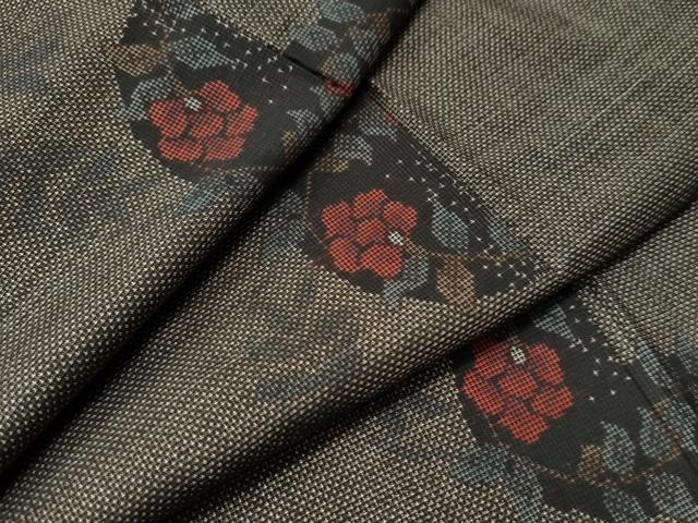 平和屋着物●本場大島紬　9マルキ　草花丸文　正絹　逸品　未使用　CAAS7523yc