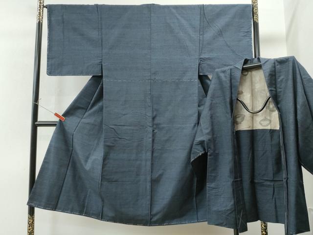 平和屋着物●男性　結城紬　アンサンブル　80亀甲　総詰め　正絹　逸品　未使用　CAAS7526yc