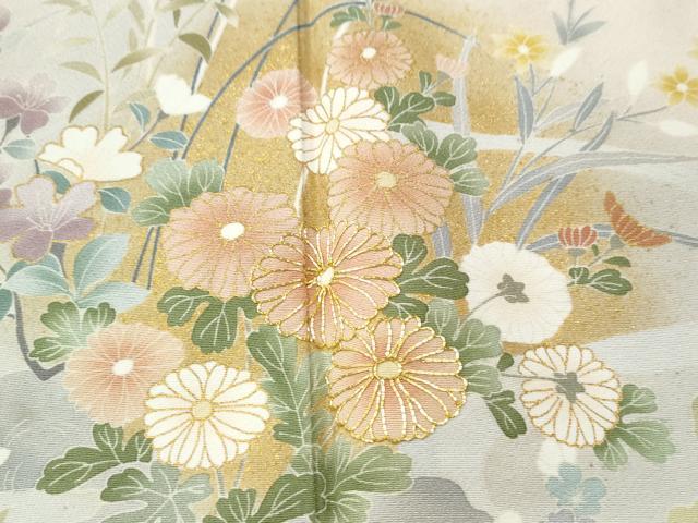 平和屋着物○訪問着 草花文 暈し染め 金彩 三越扱い 正絹 逸品