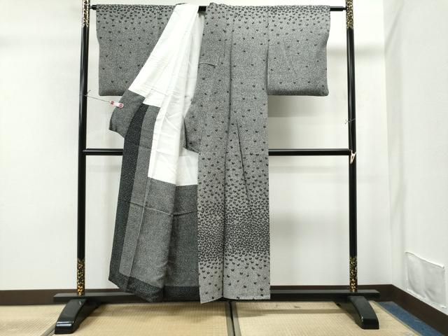 平和屋着物○つけ帯 枝梅文 黒地 正絹 逸品 CABA0958hy 平和屋着物