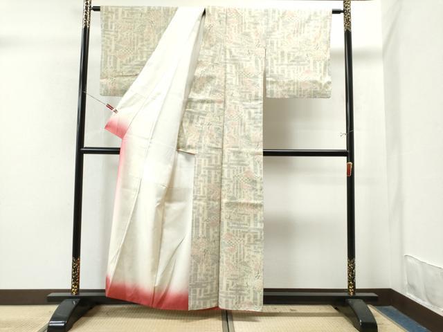 平和屋着物○結城紬 100亀甲 飛び亀甲 雪輪花文 正絹 逸品 CAAU1999yc