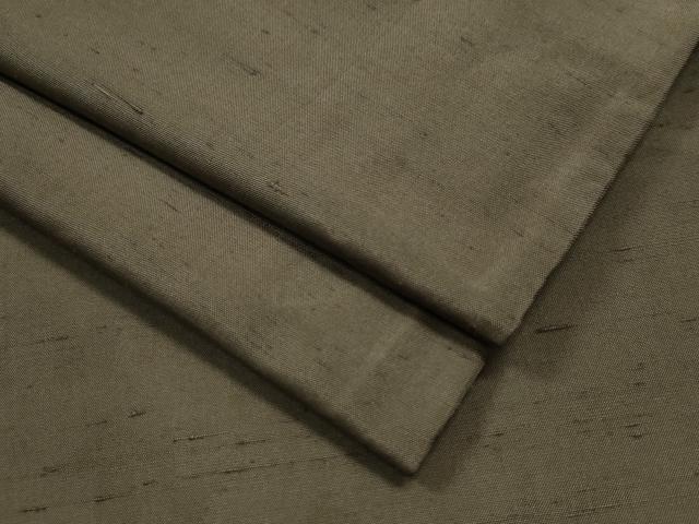 平和屋着物●男性　紬　色無地　国防色　正絹　逸品　CAAS7576yc