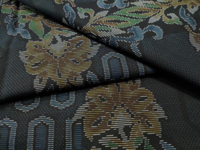 平和屋着物●本場大島紬　吉祥花唐草文　やまと誂製　正絹　逸品　CAAS7584yc