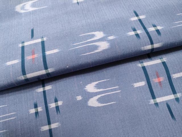 平和屋着物○上質な紬 美の花 琉球絣文様 反端付き 正絹 逸品 未使用