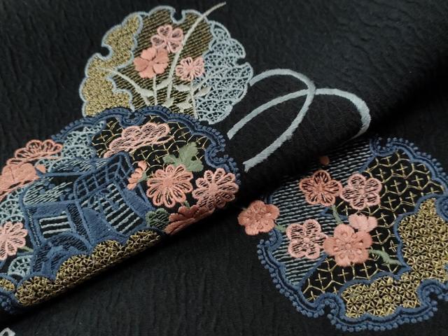平和屋着物○中国三大刺繍 スワトウ刺繍 総刺繍 訪問着 紬地
