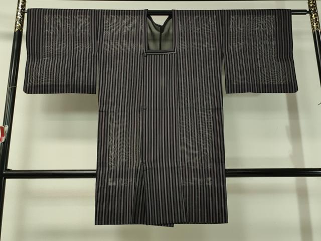 平和屋着物▽道行コート　スリーシーズン　春夏秋　塵除け　紗　間道　黒地　正絹　逸品　CAAS8086vp 平和屋着物▽道行コート スリーシーズン 春夏秋 塵除け 紗 間道 黒地