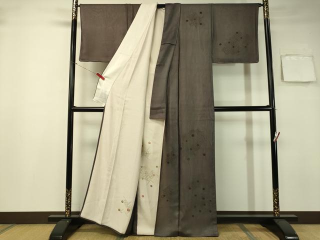 平和屋着物▽訪問着　単衣　紗袷　刺繍　紗綾形花文　正絹　逸品　CAAS8250vp_1
