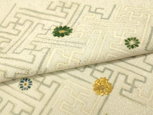 平和屋着物▽訪問着　単衣　紗袷　刺繍　紗綾形花文　正絹　逸品　CAAS8250vp_8