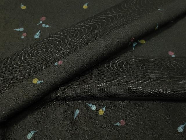 平和屋着物▽上質な小紋　単衣　成り物　黒地　正絹　逸品　CAAS8255vp