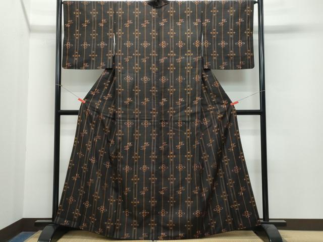 平和屋着物○訪問着 紬地 横段文 正絹 逸品 BAAT6643hv