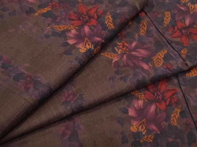 平和屋着物●上質な小紋　紬地　舞花文　正絹　逸品　CAAS8419vf